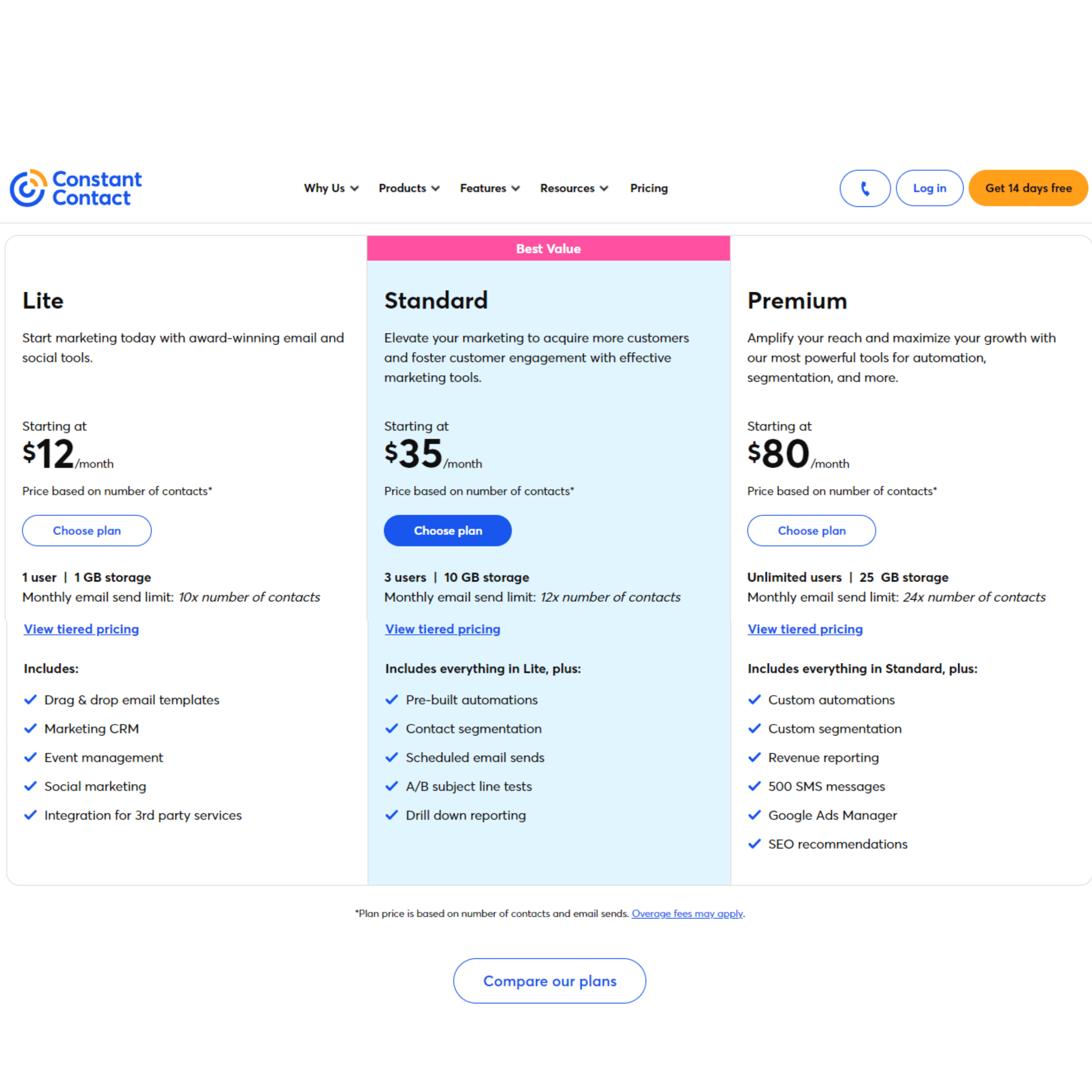 Constant Contact Pricing Plan