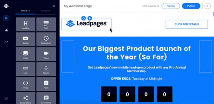 Leadpages features- Countdown Timers